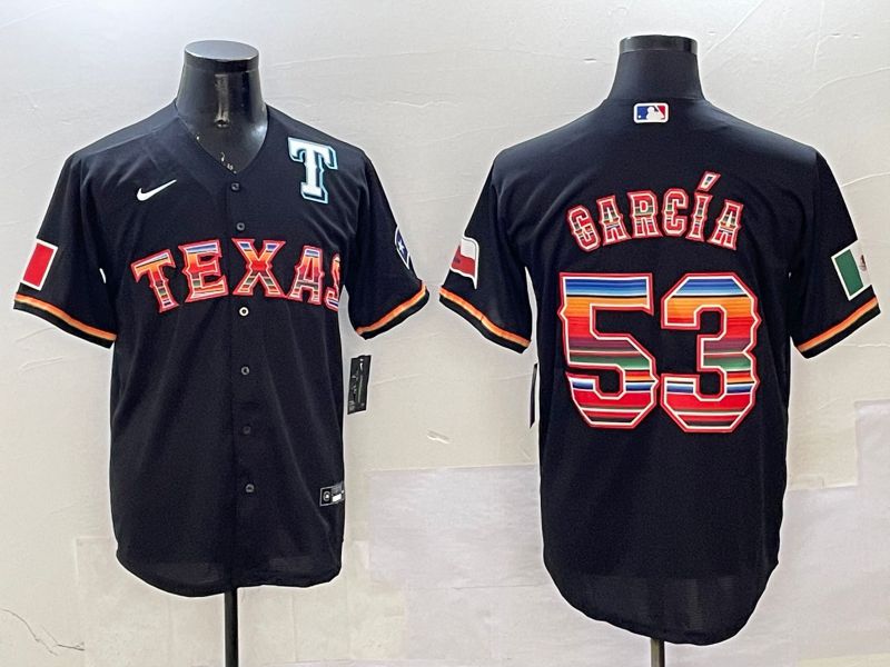 Men Texas Rangers #53 Garcia Black Mexico 2025 Nike MLB Jersey style 4->texas rangers->MLB Jersey